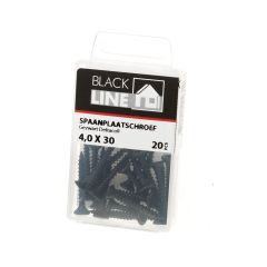 BLACKLINE SPAANPLAATSCHROEF HCP ZWART PK TX-20 +SNIJPUNT 4.0X30 (20)