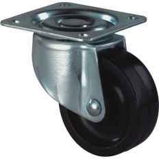 KASTZWENKROL/WIEL, VERZINKT HUIS, KUNSTSTOF WIEL MET GLIJLAGER, ZWART POLY 40MM KASTZWENKROL/WIEL, VERZINKT HUIS, KUNSTSTOF WIEL MET GLIJLAGER, ZWART POLY 40MM