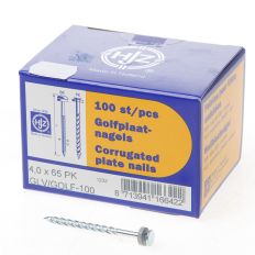 GOLFPLAATNAGEL PLATKOP GEGALVANISEERD STAAL 4 X 65MM GOLFPLAATNAGEL PLATKOP GEGALVANISEERD STAAL 4 X 65MM