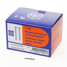 SCHROEFNAGEL BOMBE KOP RVS 2.5 X 25MM 1 KG