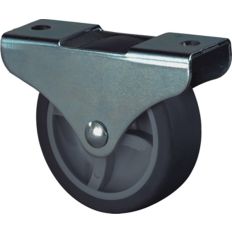 KASTBOKROL/BOKWIEL, VERZINKT HUIS, RUBBER WIEL MET GLIJLAGER, GRIJS GUMMY 30MM KASTBOKROL/BOKWIEL, VERZINKT HUIS, RUBBER WIEL MET GLIJLAGER, GRIJS GUMMY 30MM